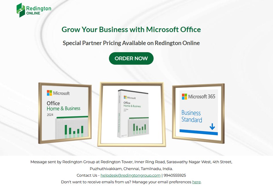 Campaign email communication sent to partners showing live offers and promotions